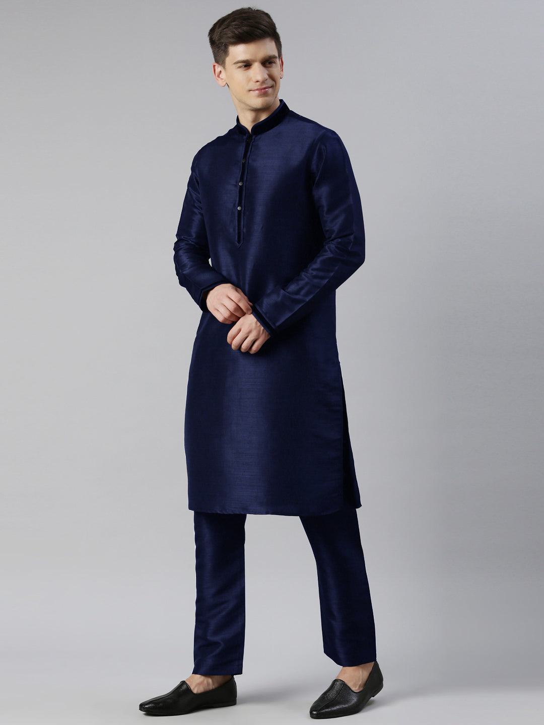 Blue Velvet Hand Embroidery Jacket Set