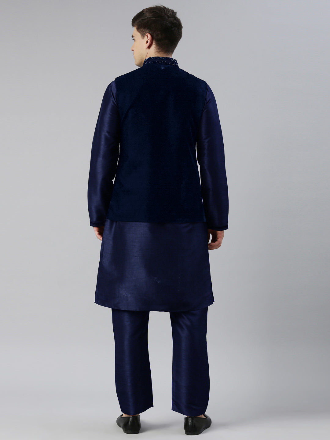 Blue Velvet Hand Embroidery Jacket Set