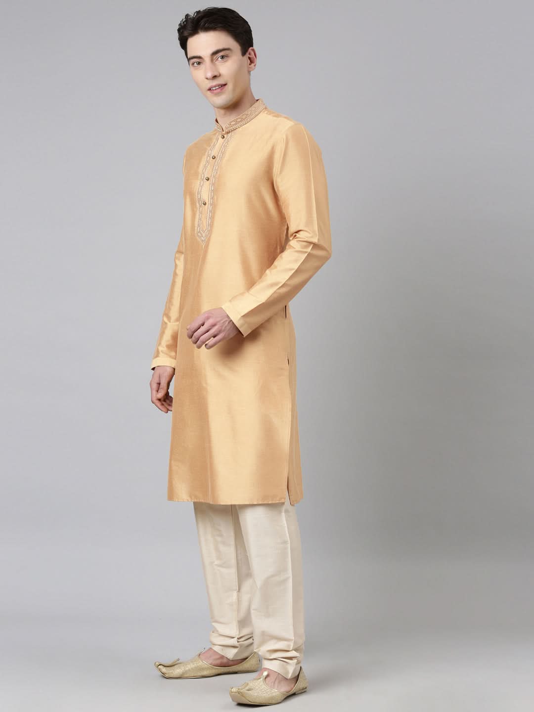 Beige Silk Embroidery Kurta Set