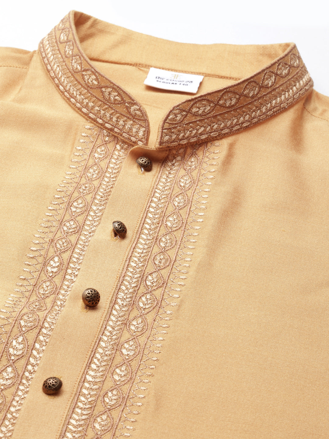 Beige Silk Embroidery Kurta Set