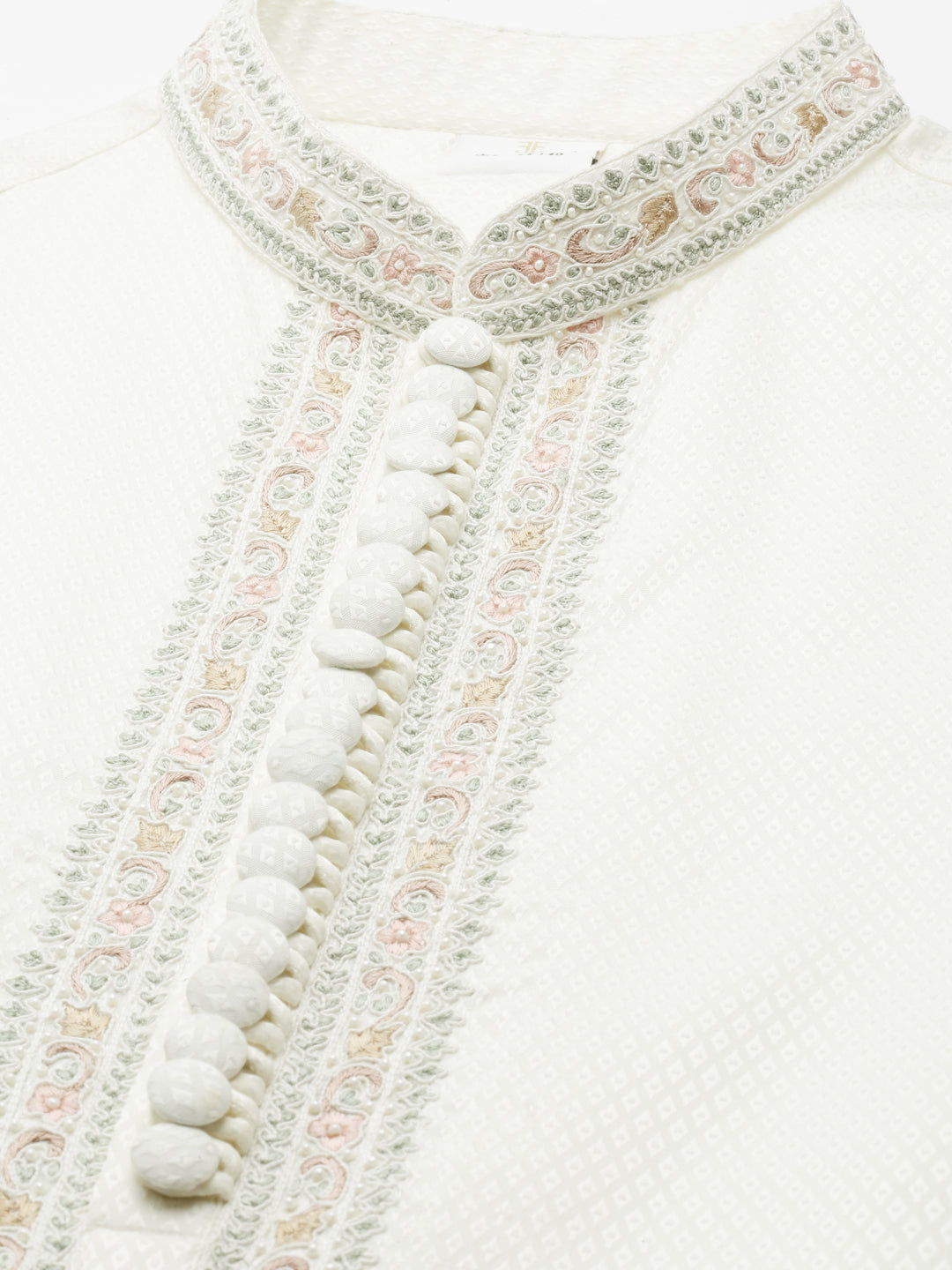 Off White Embroidered Kurta Set