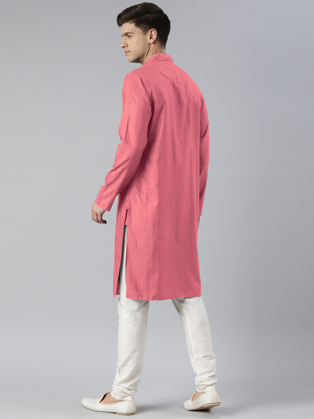 Onion Pink Embroidered kurta Set