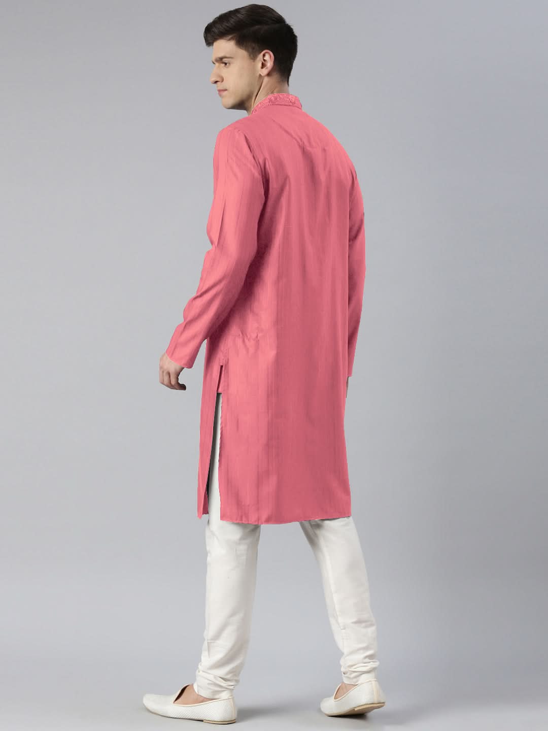 Onion Pink Embroidered kurta Set