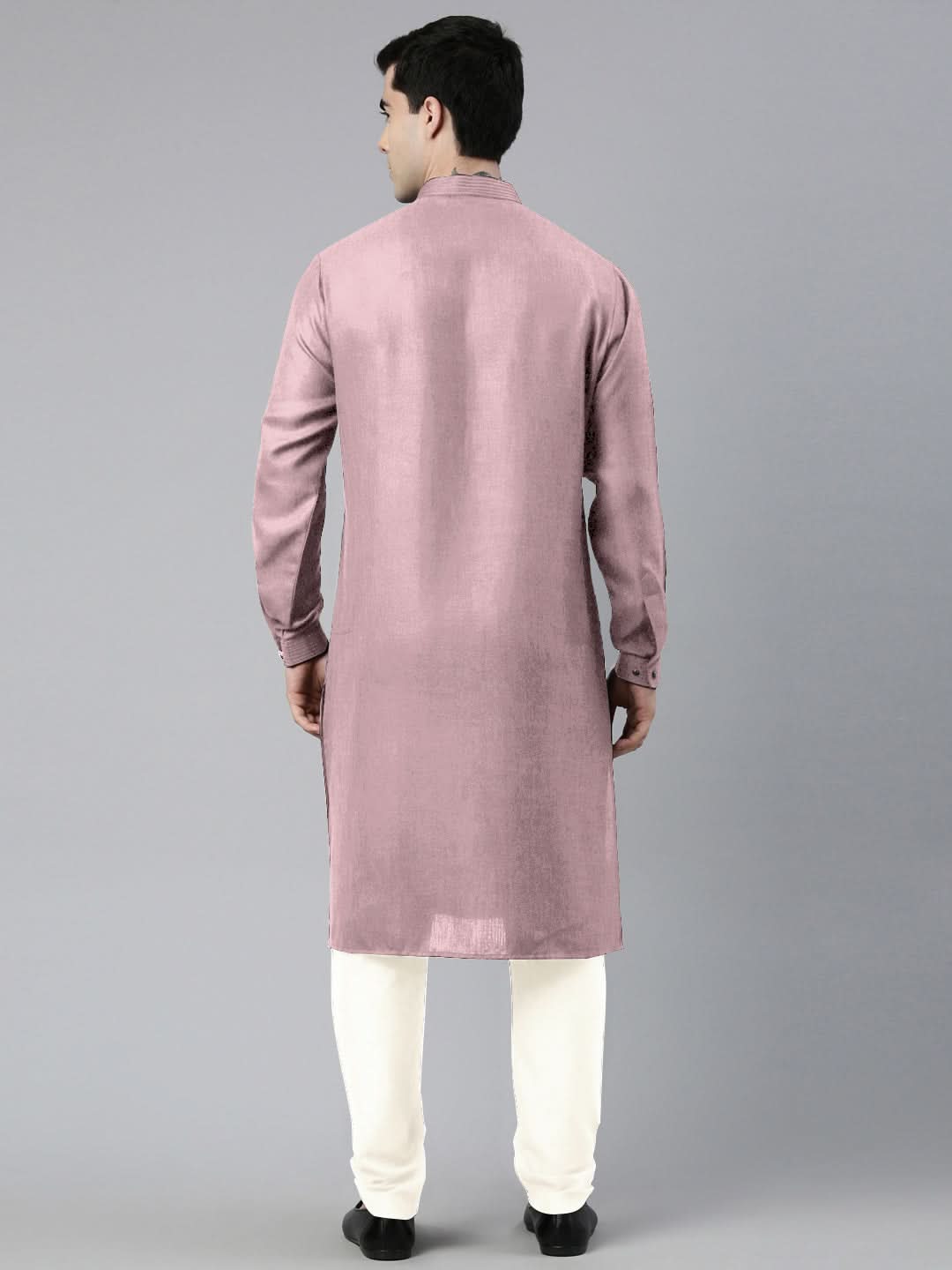 Old Rose Cotton Pathani Kurta Set with Patch pocket