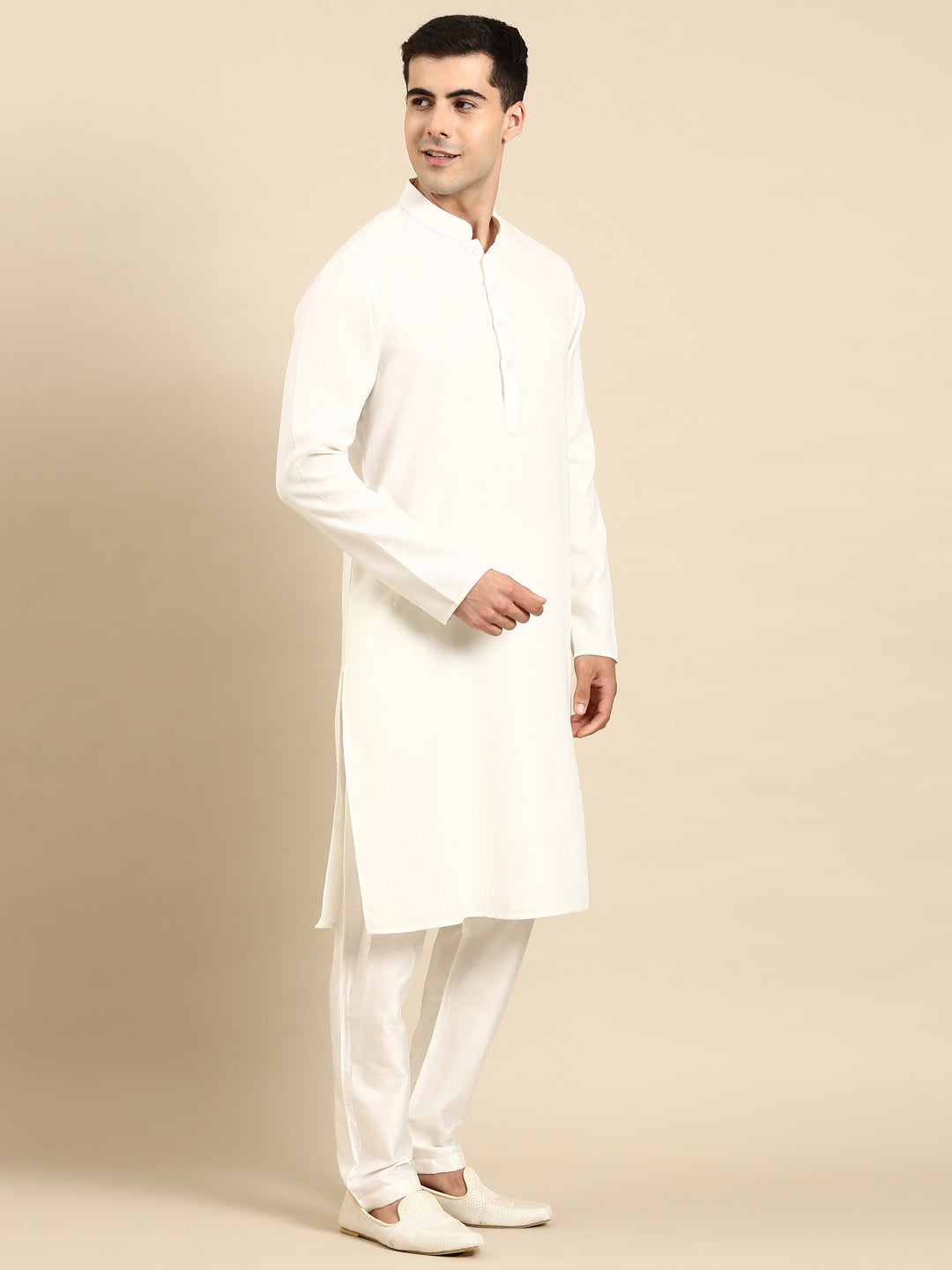 White twill weave Cotton Kurta  Set