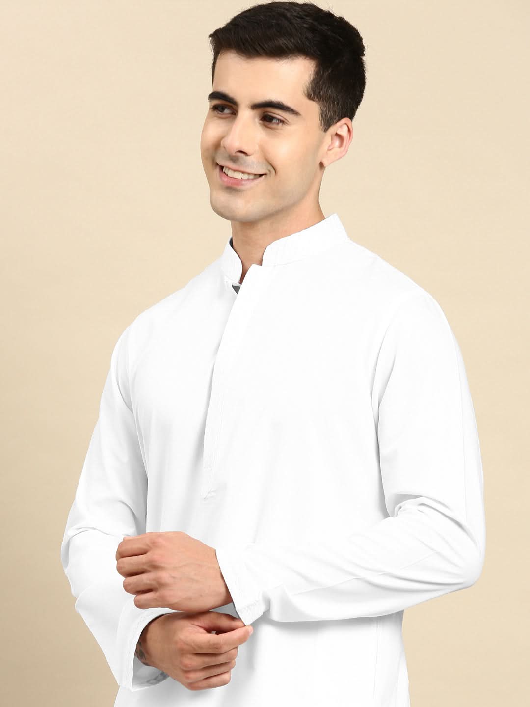 White fine Cotton Kurta Set
