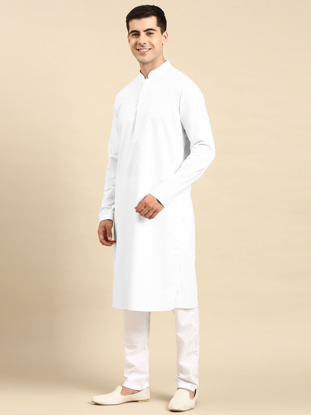 White fine Cotton Kurta Set