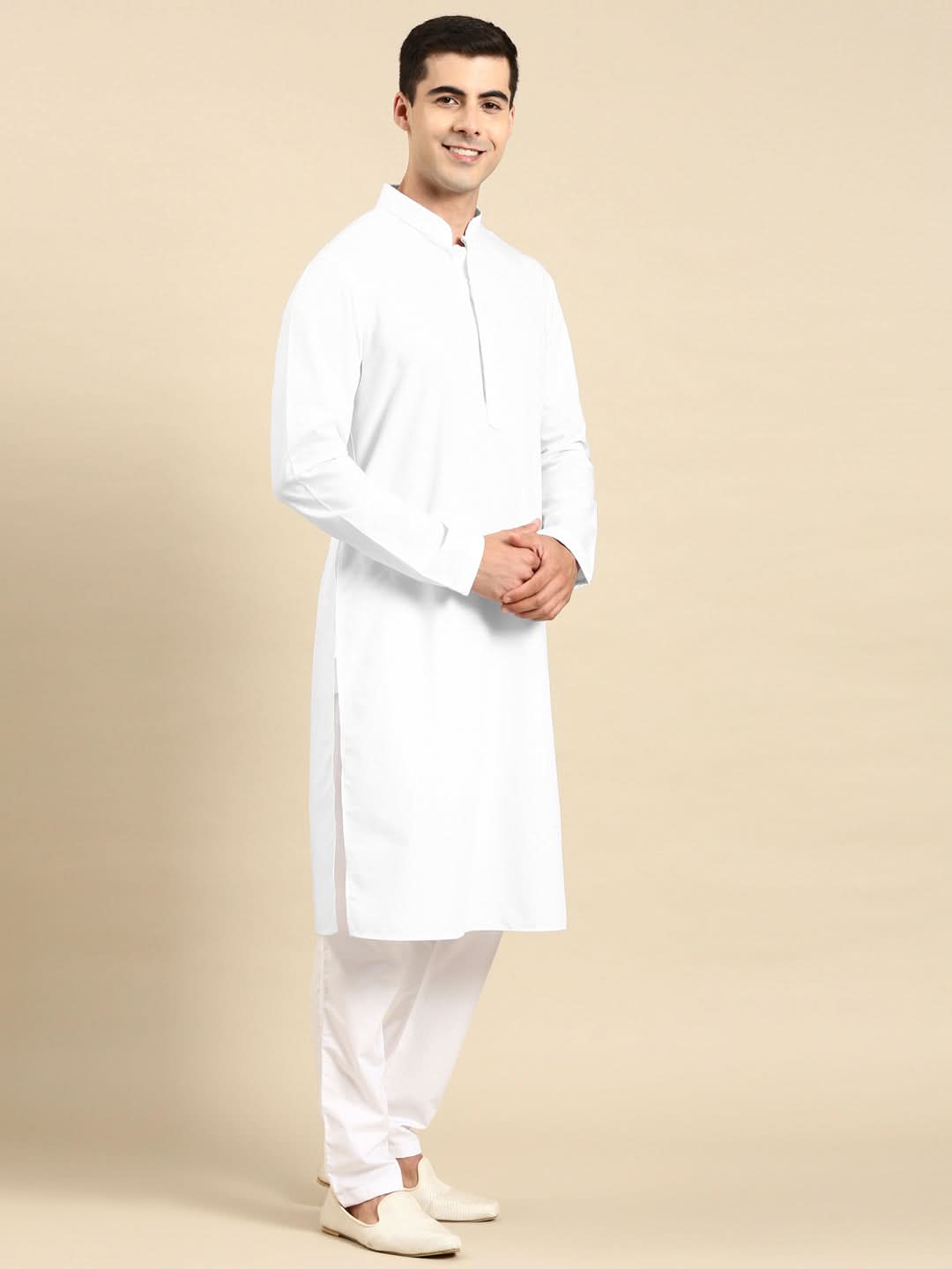 White fine Cotton Kurta Set