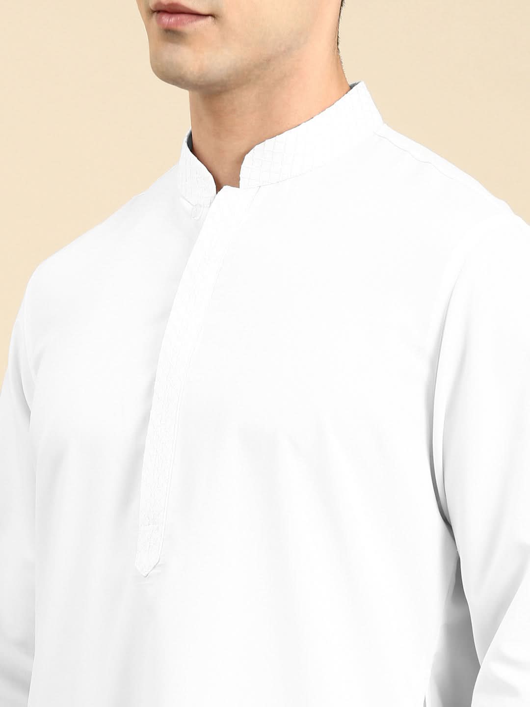 White fine Cotton Kurta Set