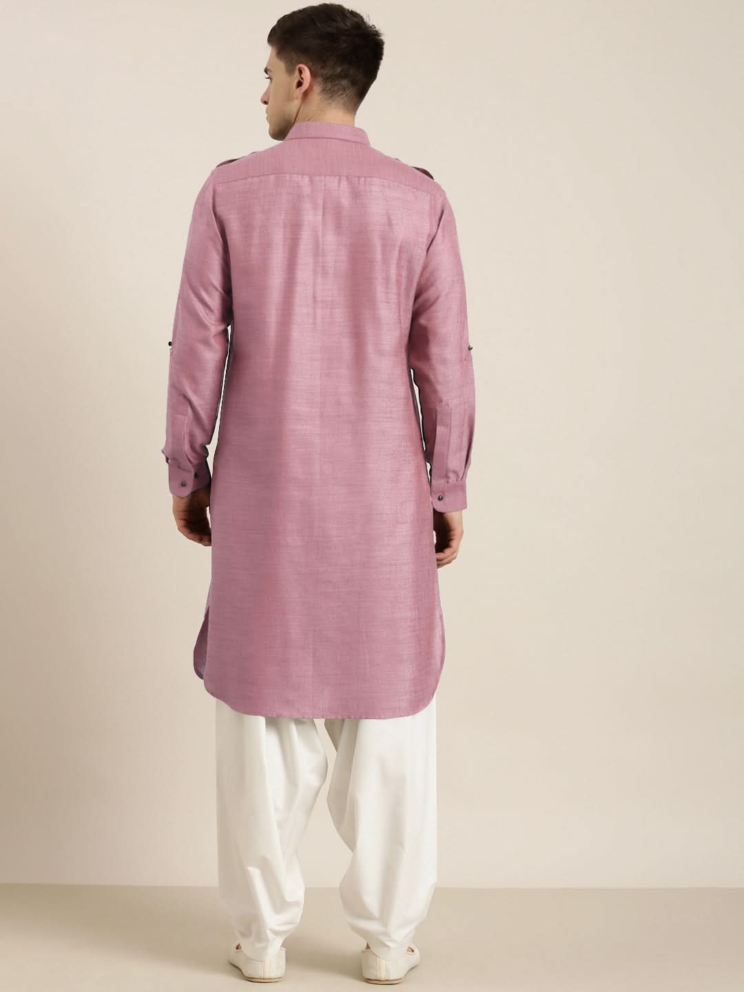 Rose Pink Cotton Pathani with Salwar