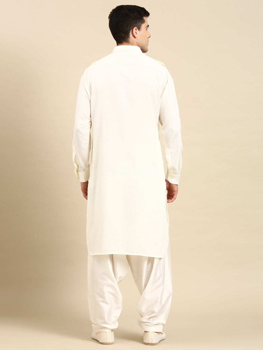 White  Cotton Pathani with Salwar