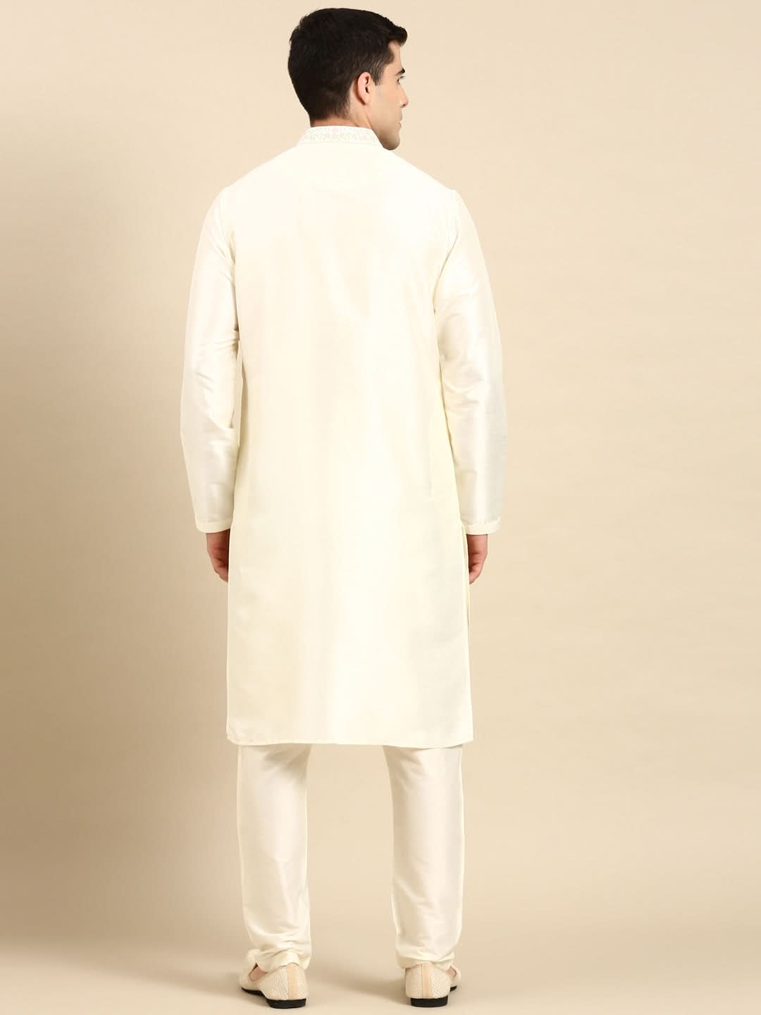 Creame Silk Dori Embroidered Kurta Set