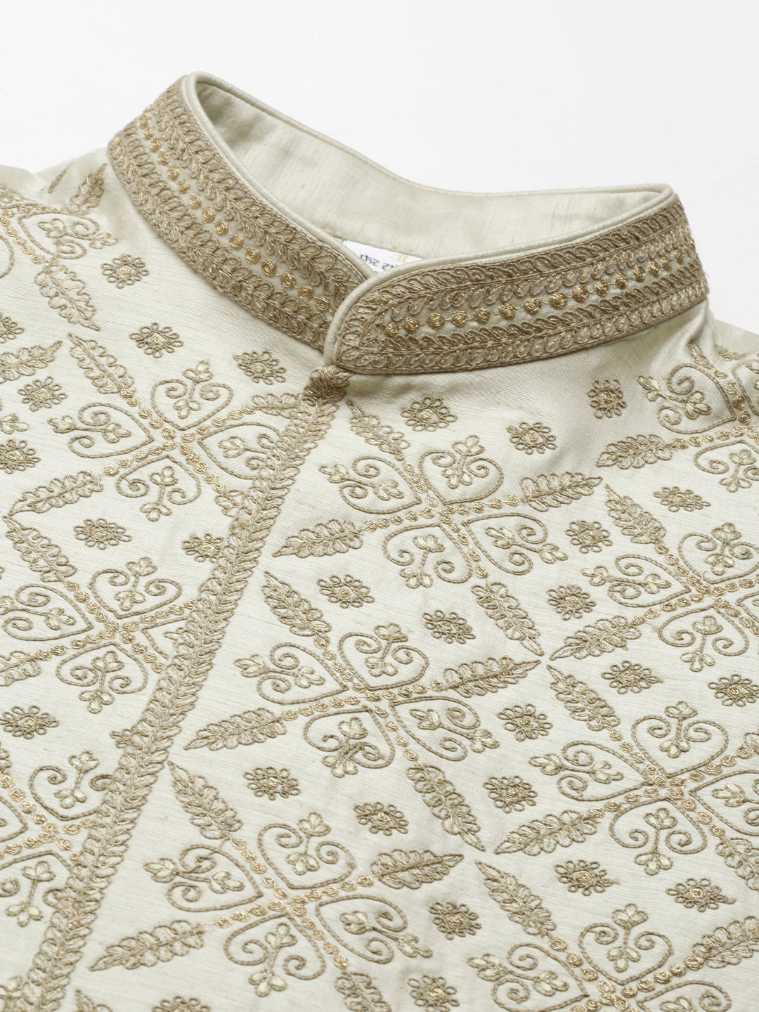 Olive Green Dori Embroidery Jacket Kurta Set