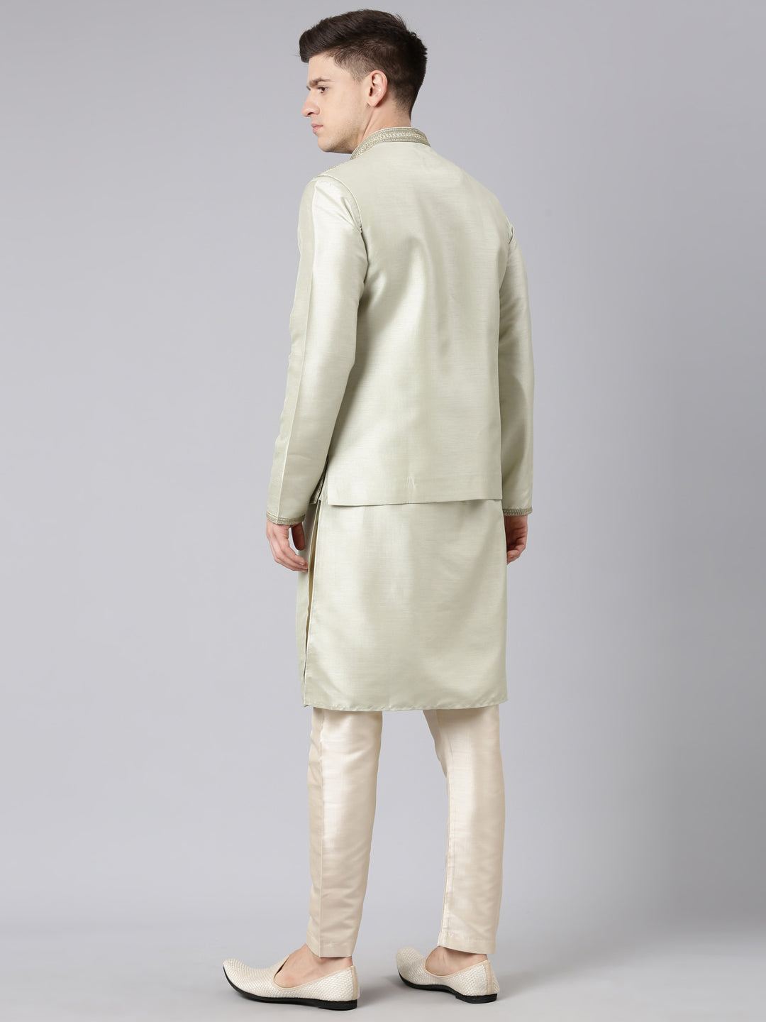 Olive Green Dori Embroidery Jacket Kurta Set