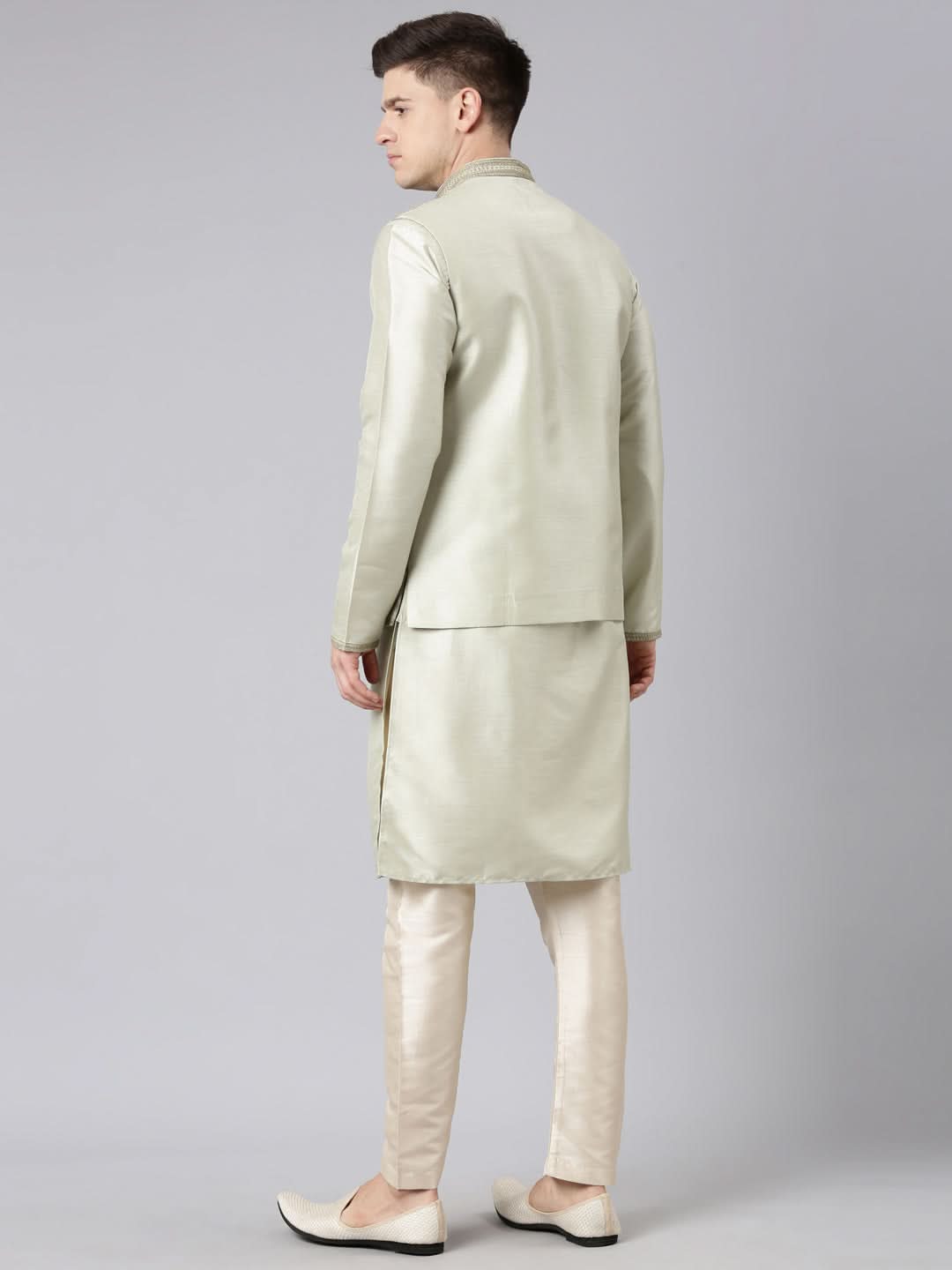 Olive Green Dori Embroidery Jacket Kurta Set