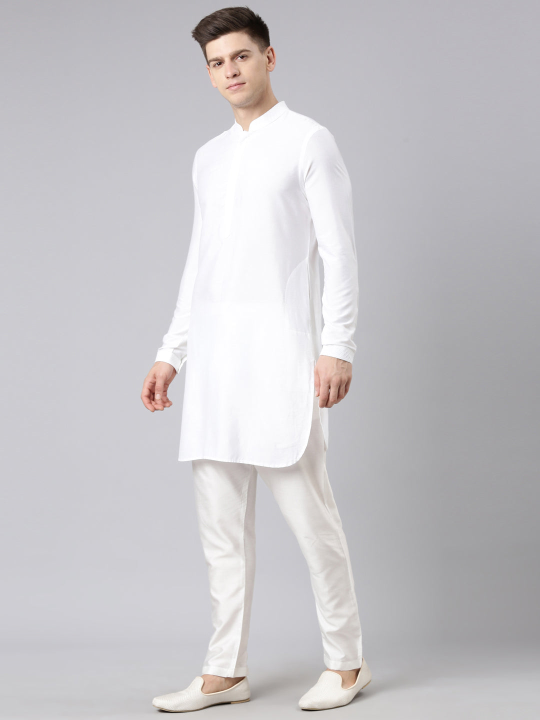 Peach Jacquard Jacket Kurta Set