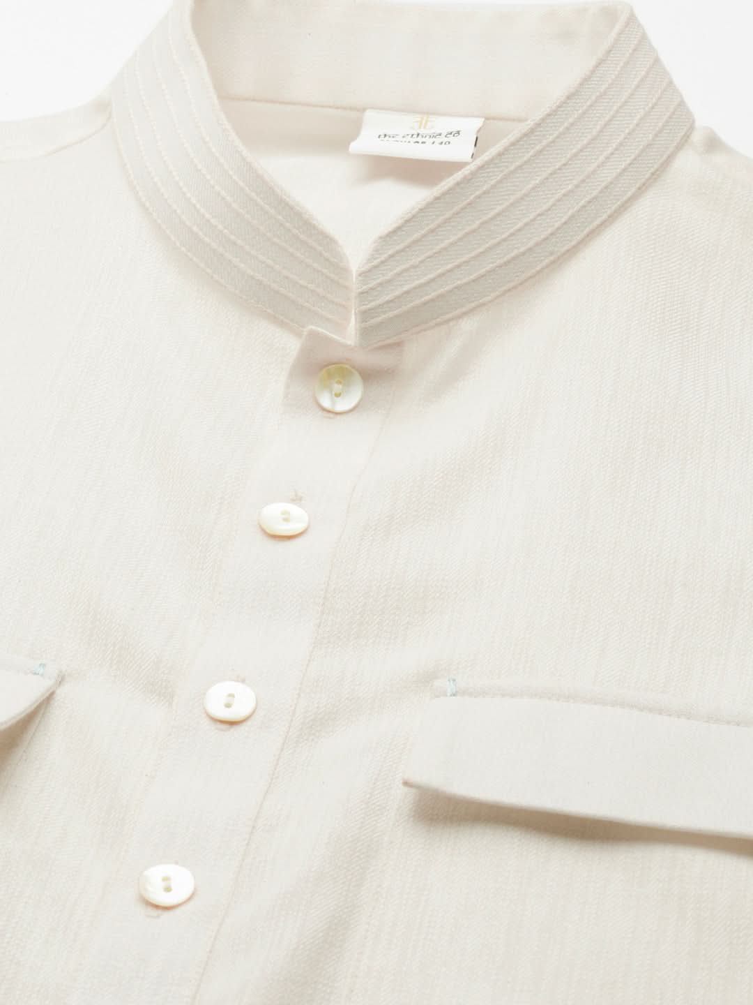 Cream Pathani Kurta Set