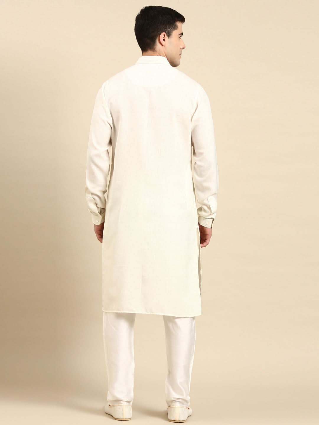 Cream Pathani Kurta Set
