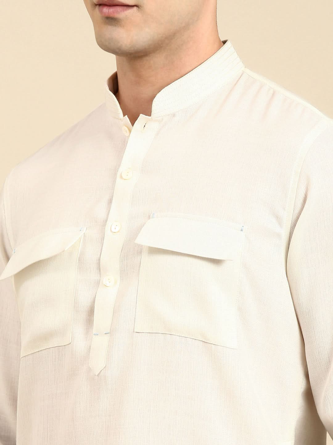 Cream Pathani Kurta Set