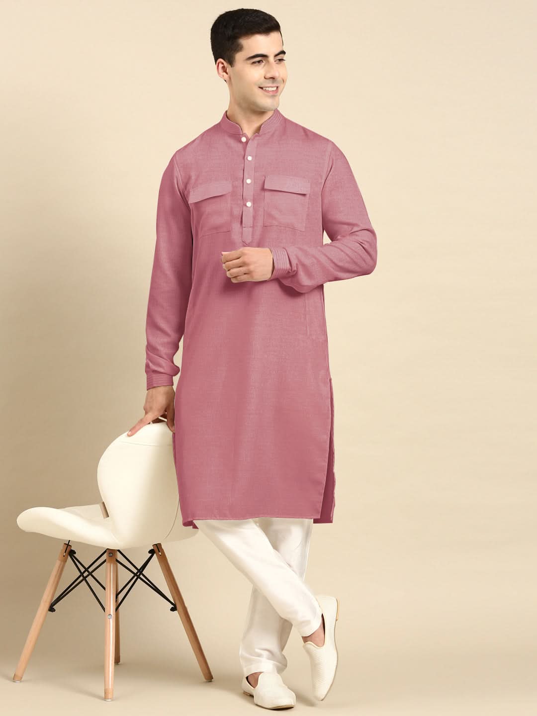 Pink Pathani Kurta Set