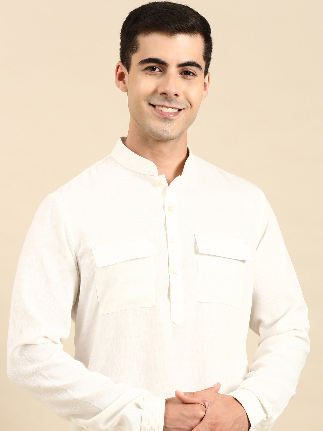 Off White Pathani Kurta Set