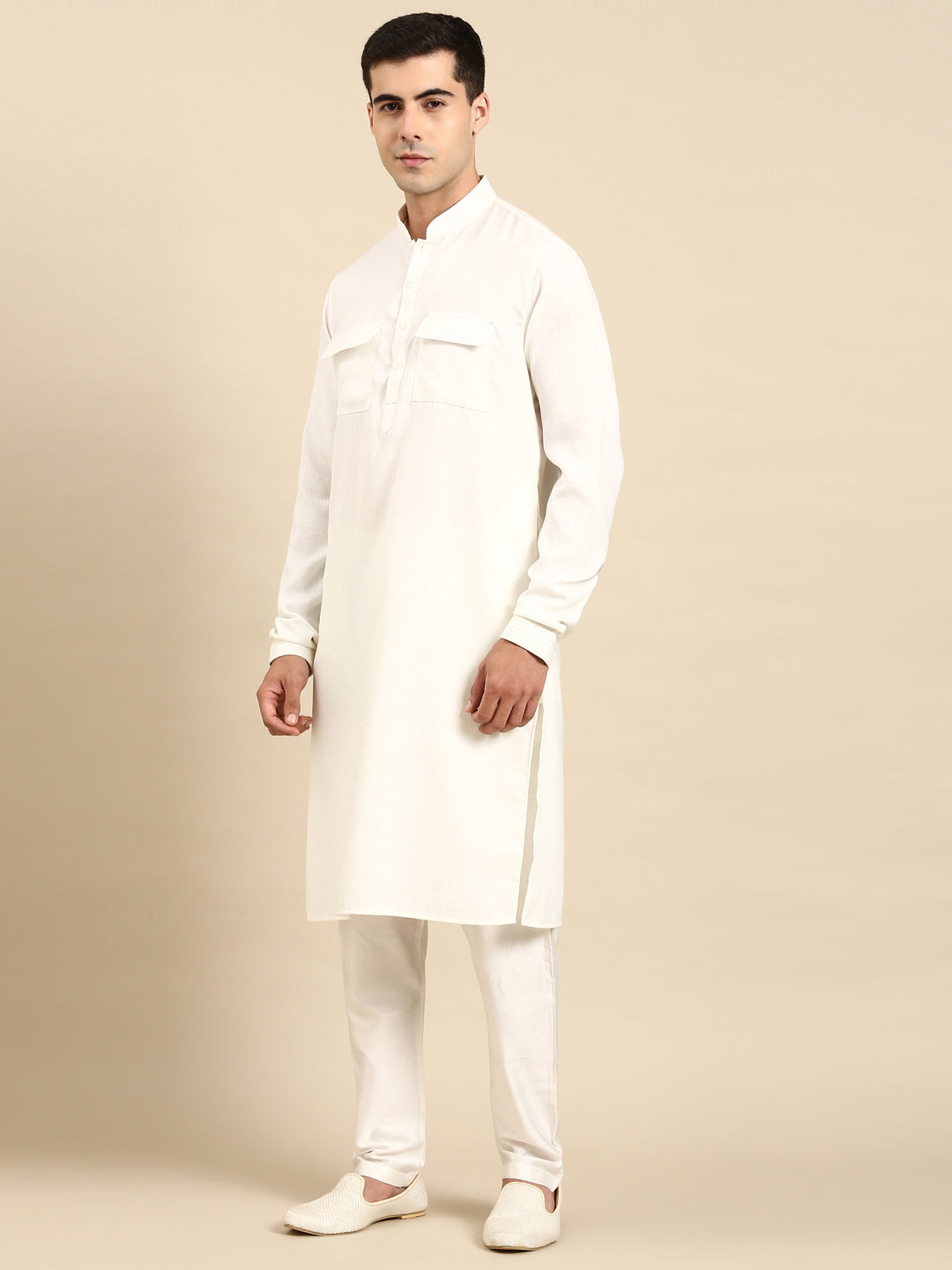 Off White Pathani Kurta Set