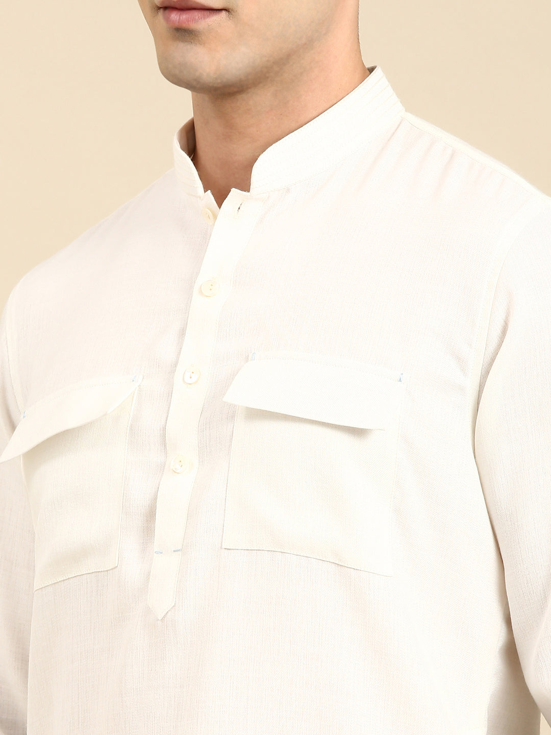 Off White Pathani Kurta Set