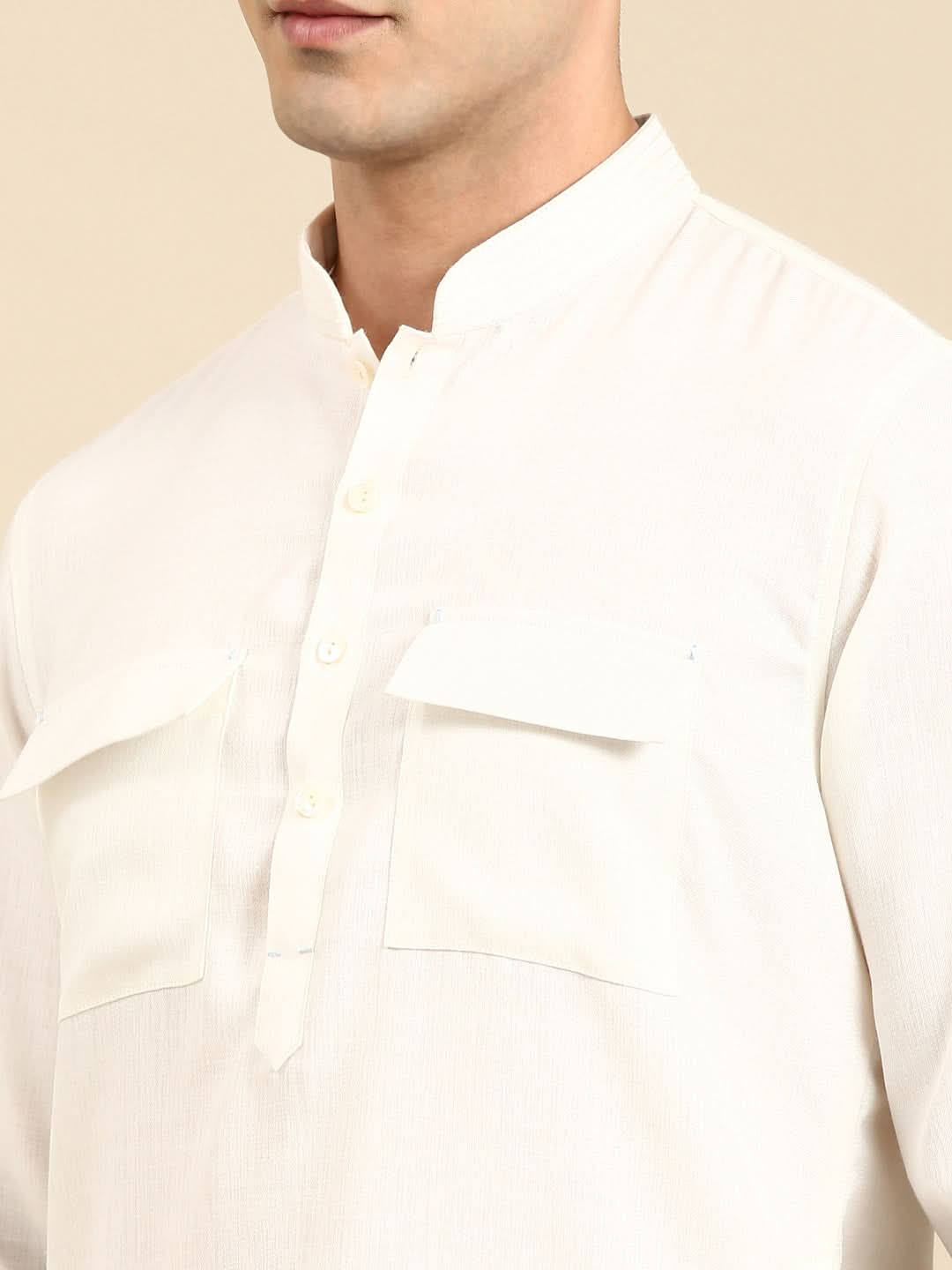 Off White Pathani Kurta Set