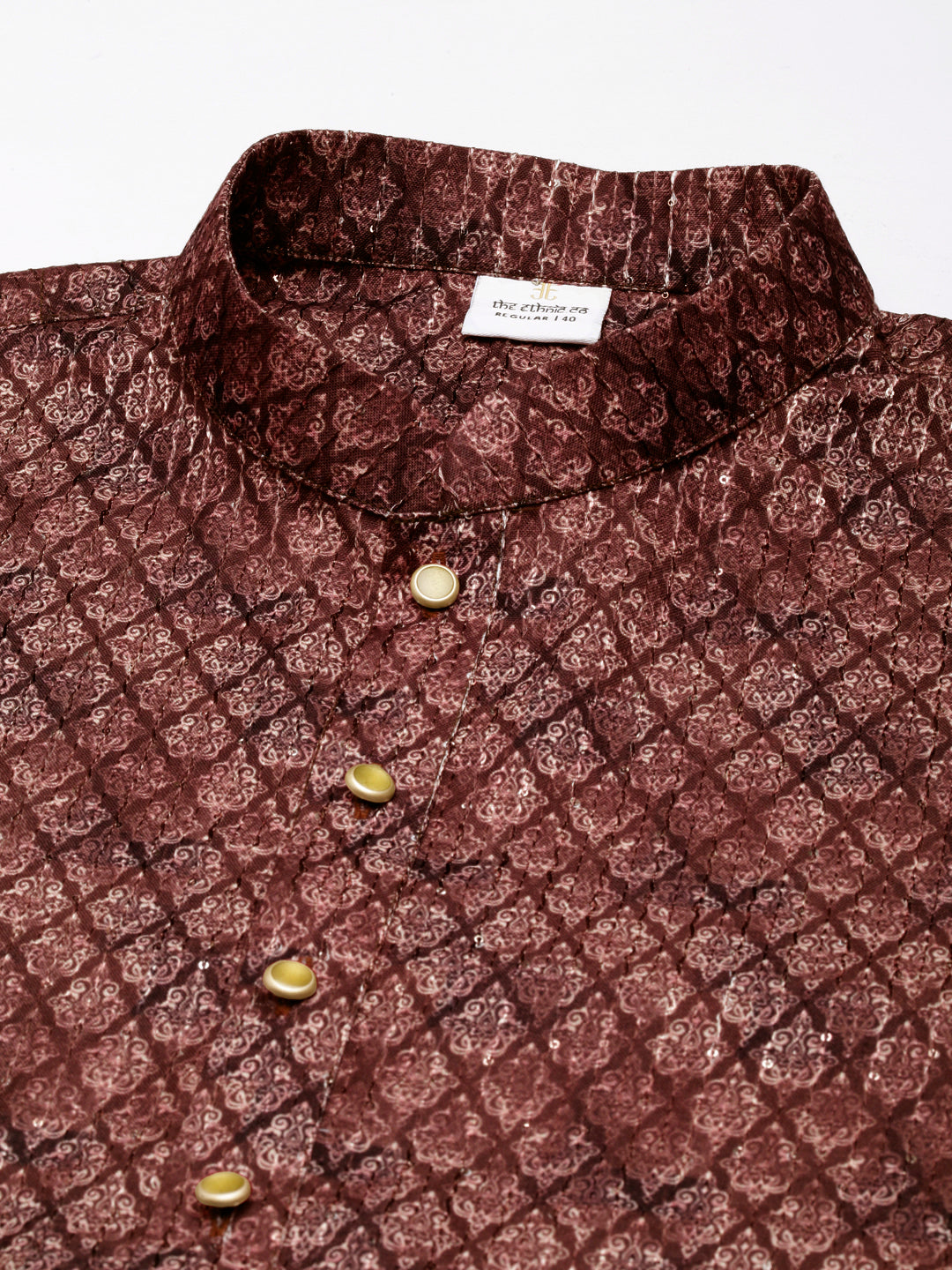 Maroon Printed Sequin Embroidered Kurta Set