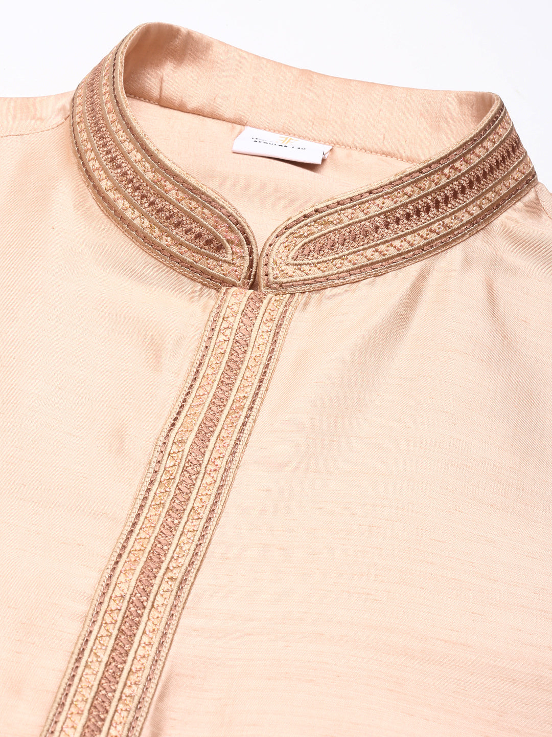 Peach art Silk embroidered kurta Set
