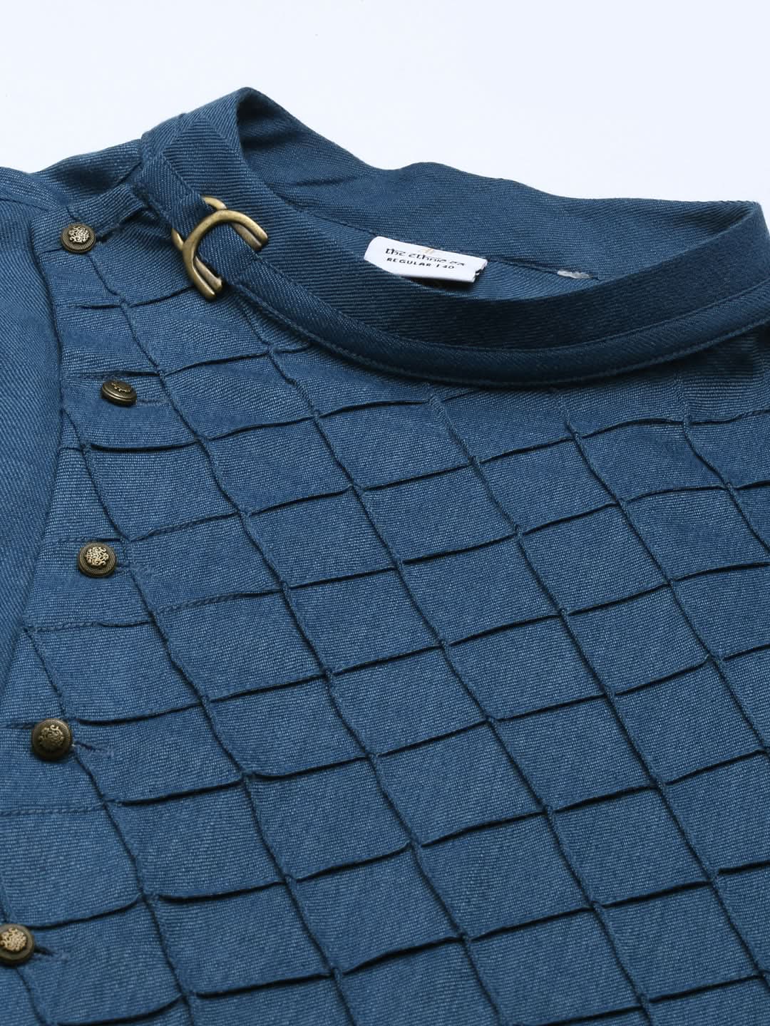 Denim Blue Angrakha Kurta Set