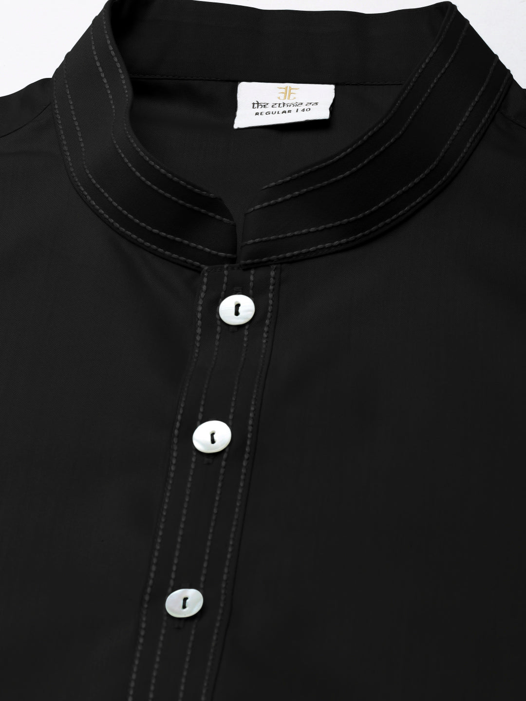 Black Cotton Kurta Set
