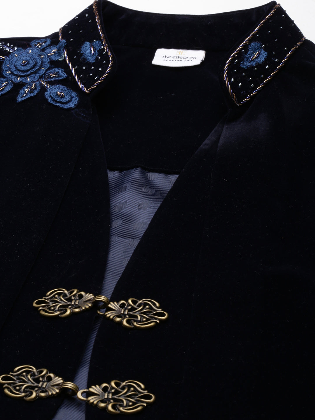 Navy velvet Layered Jacket Set