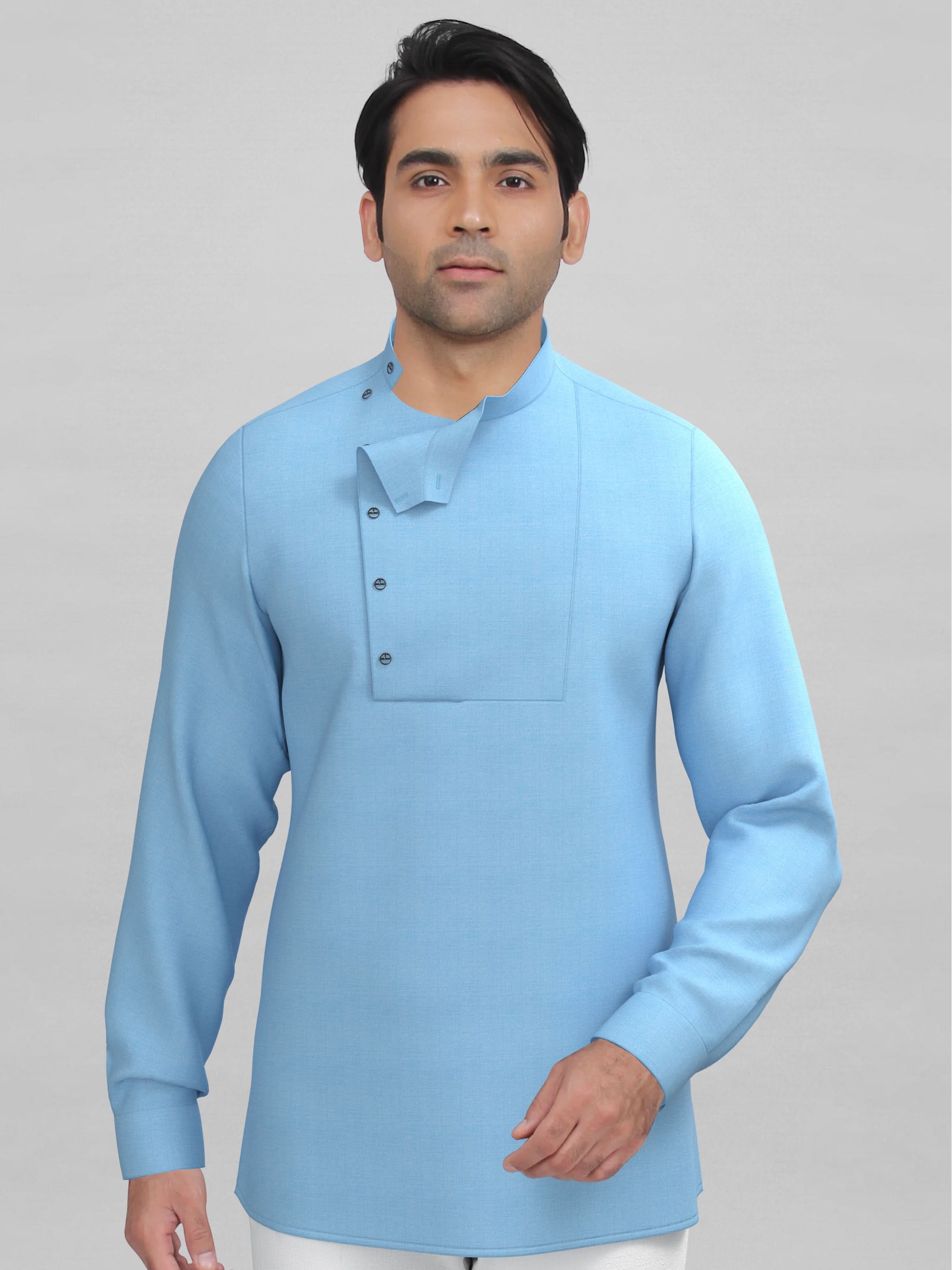 Light Blue Side open short kurta