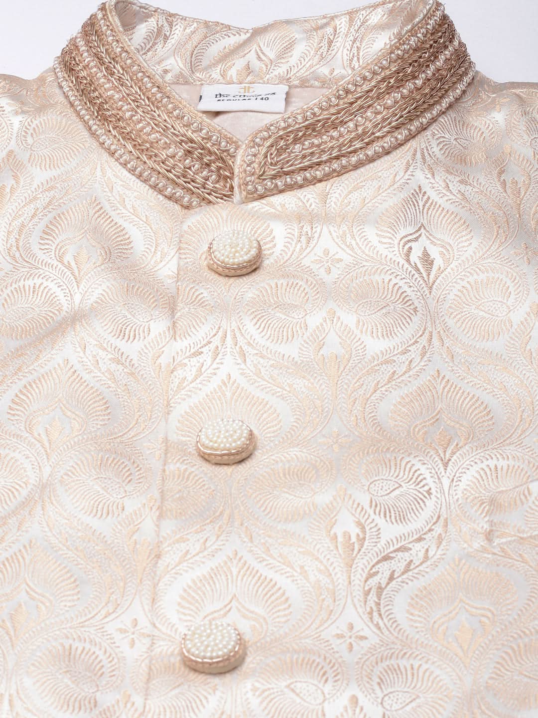 Ivory Gold Jacquard Achkan Set