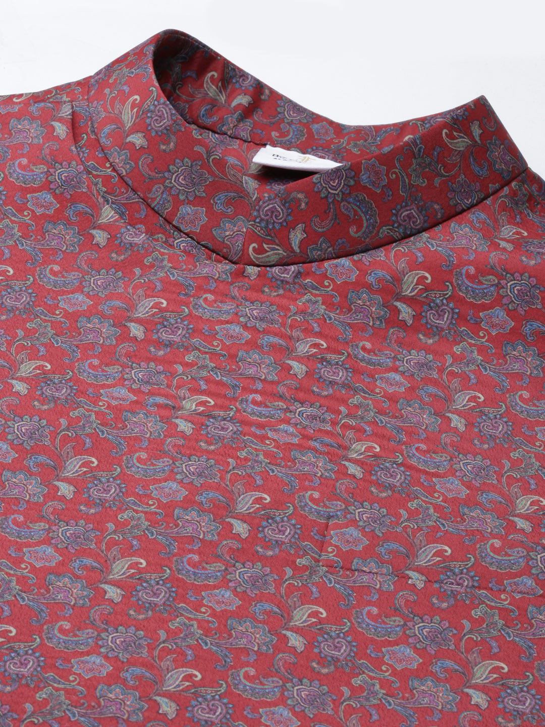 Red Printed Jacket With Kurta