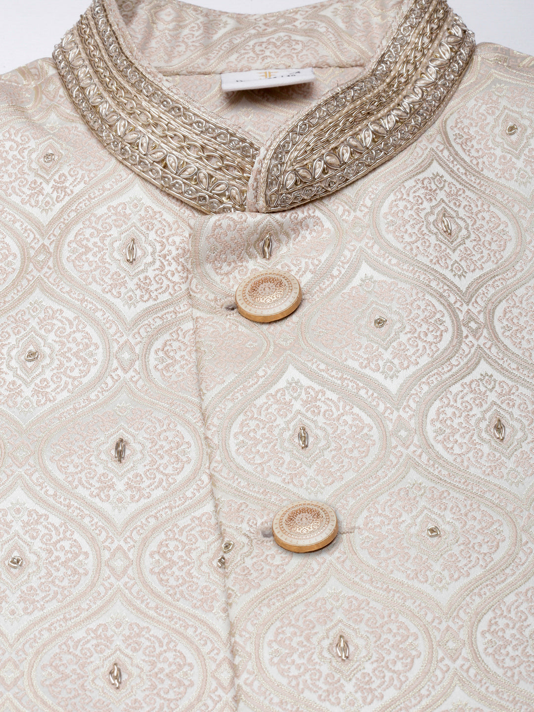 Ivory Jacquard Indowestern Set