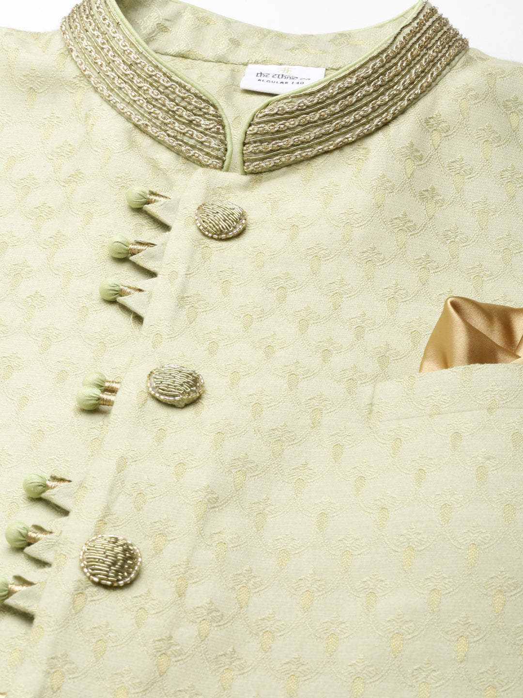Mint Green Jacquard Jacket Kurta Set