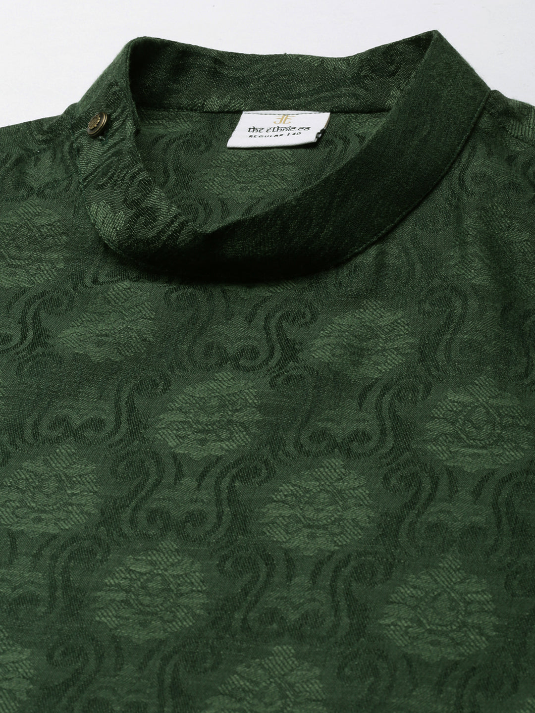 Olive Self design Side Open Kurta Set