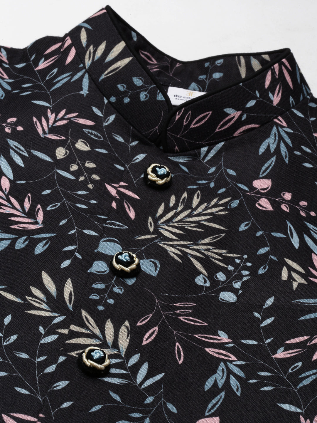 Black Printed Jacket Kurta Set