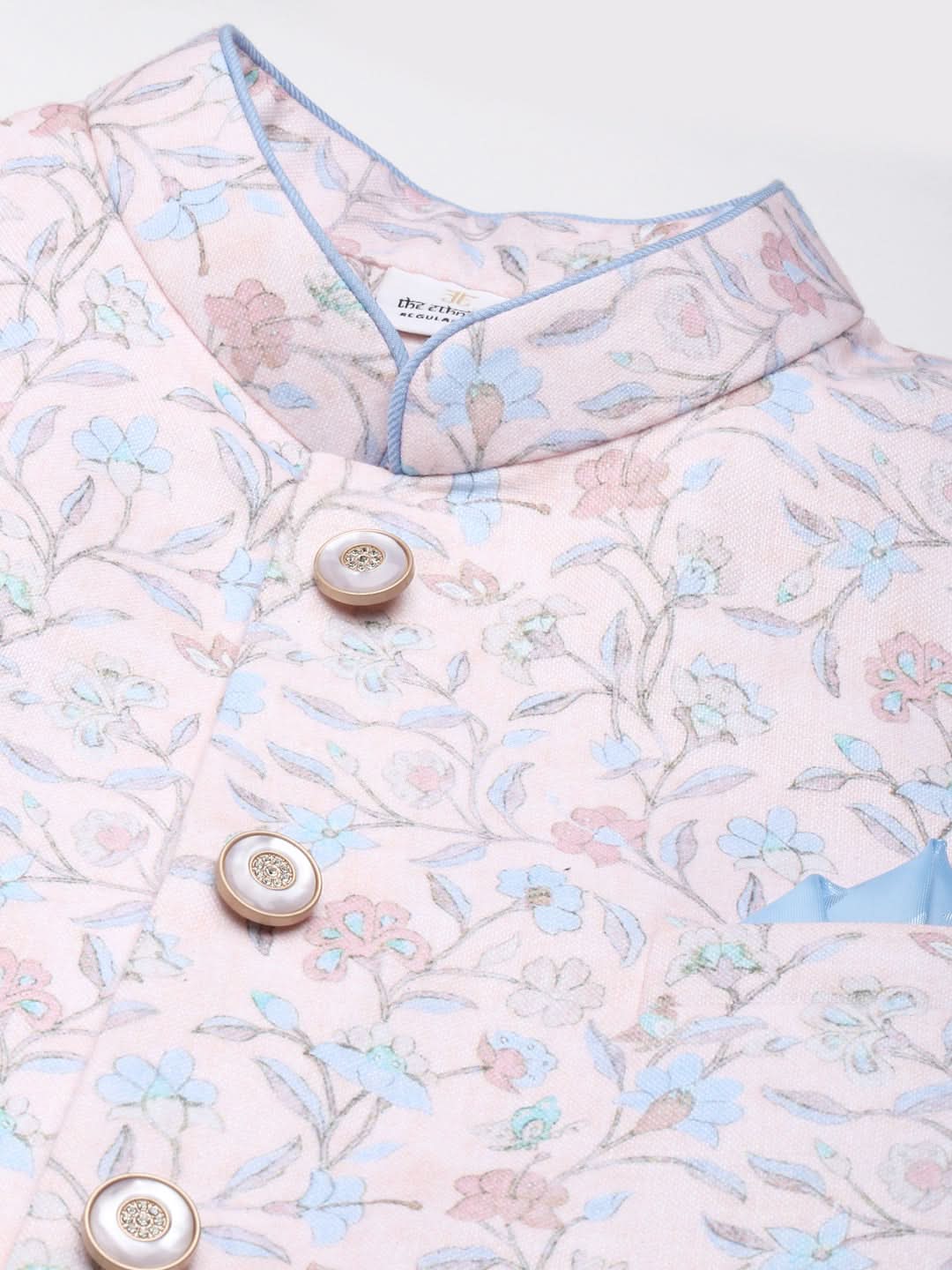 Pink Printed Jacket Kurta Set