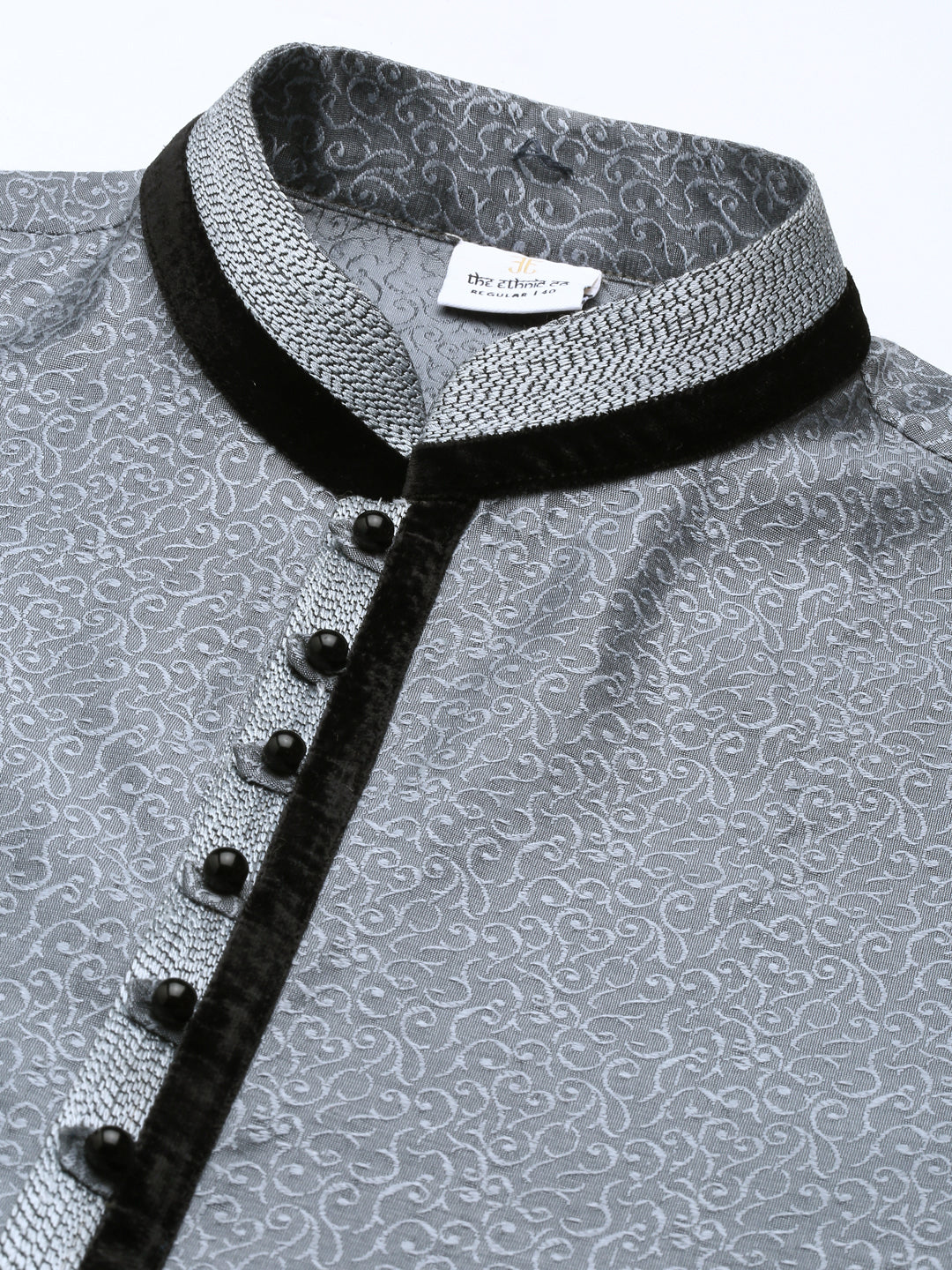 Grey Jacquard Kurta Set
