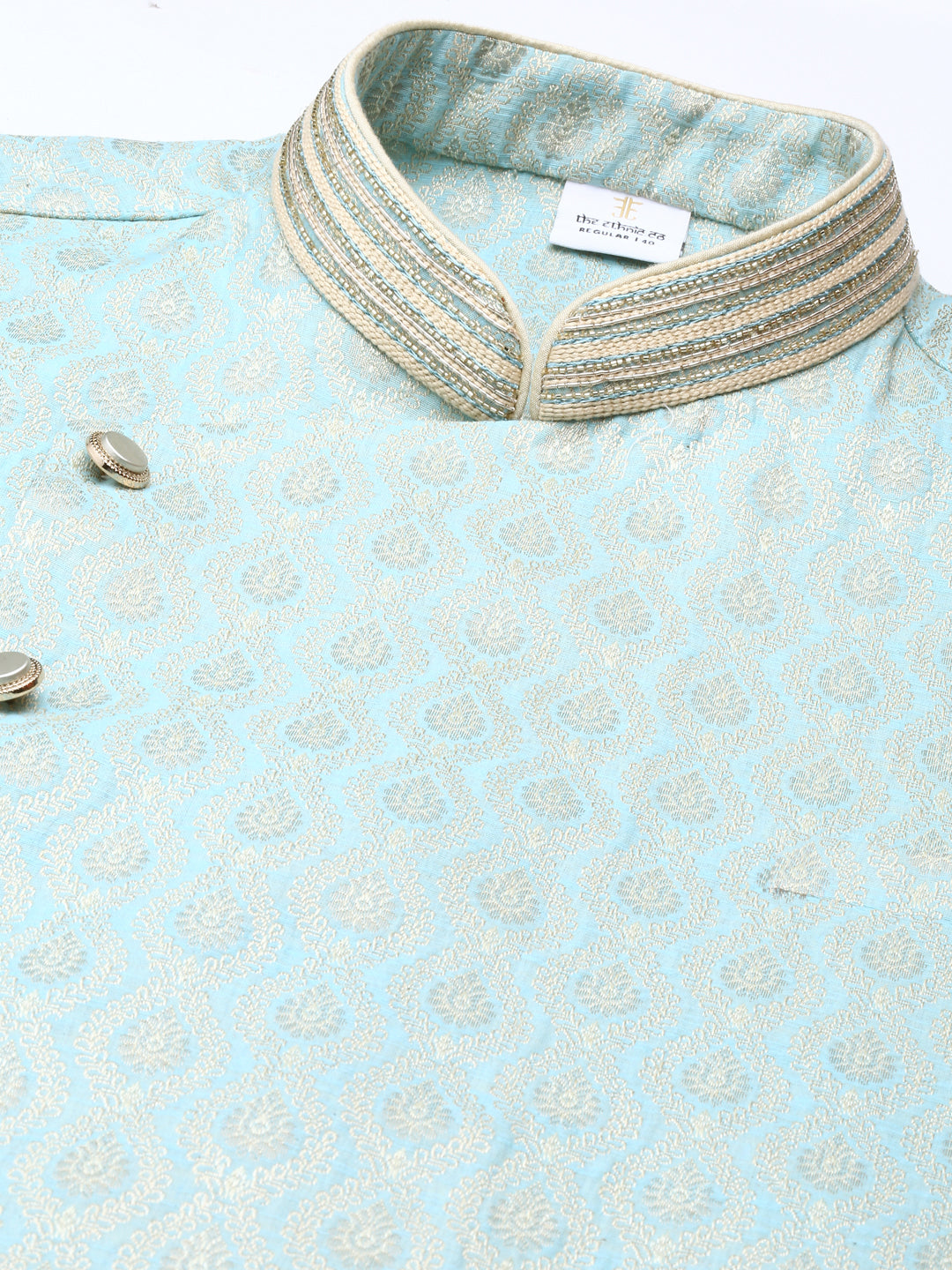 Sky Blue Brocade Silk Kurta Set