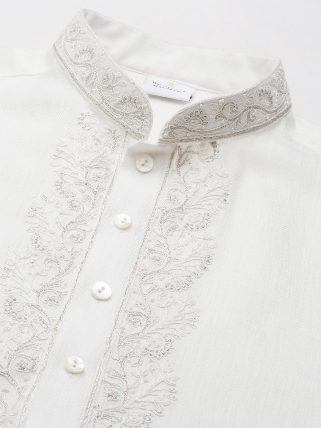Cream Cotton Dori Embroidery Kurta
