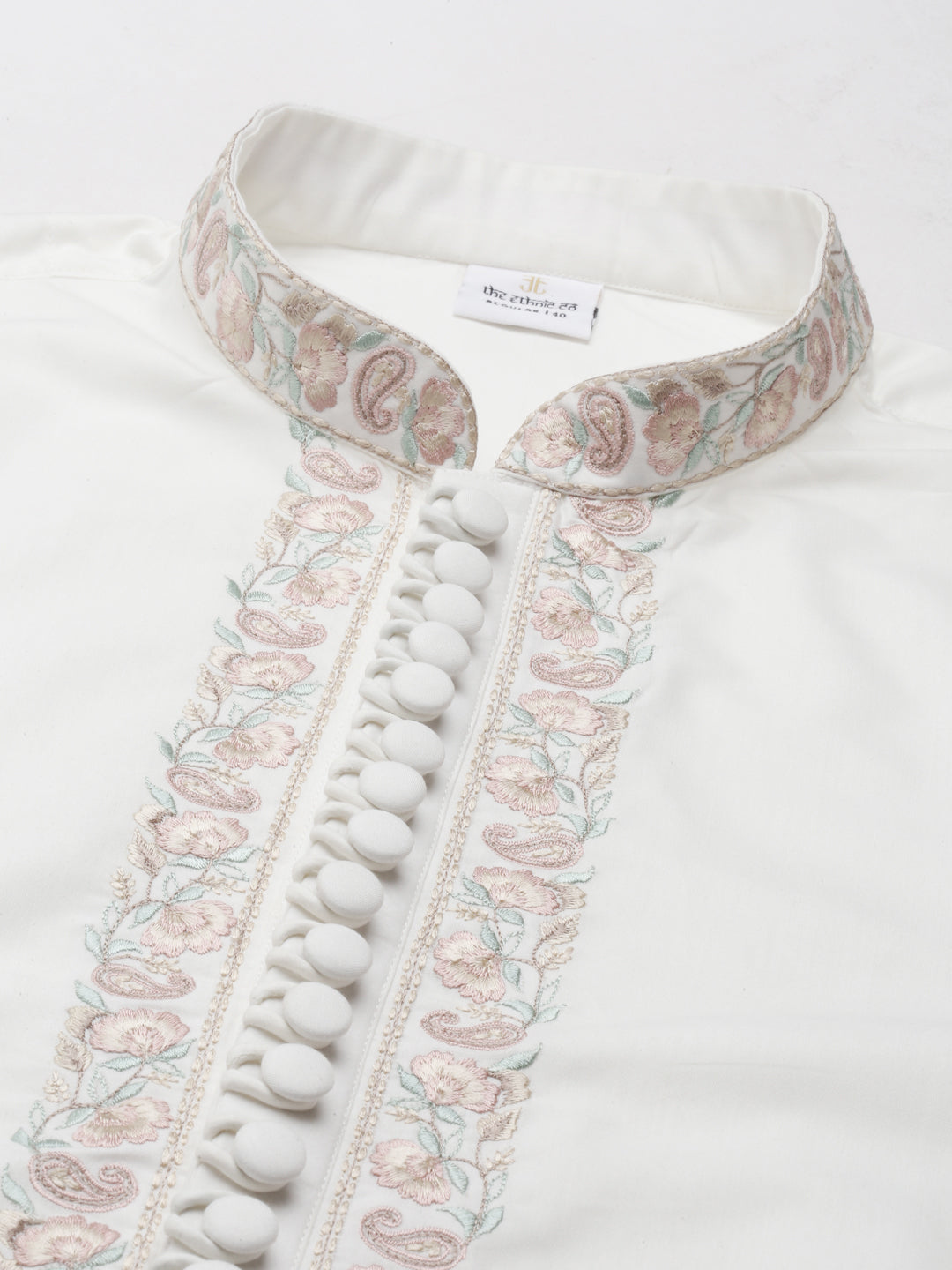 Off White Embroidered Kurta Set