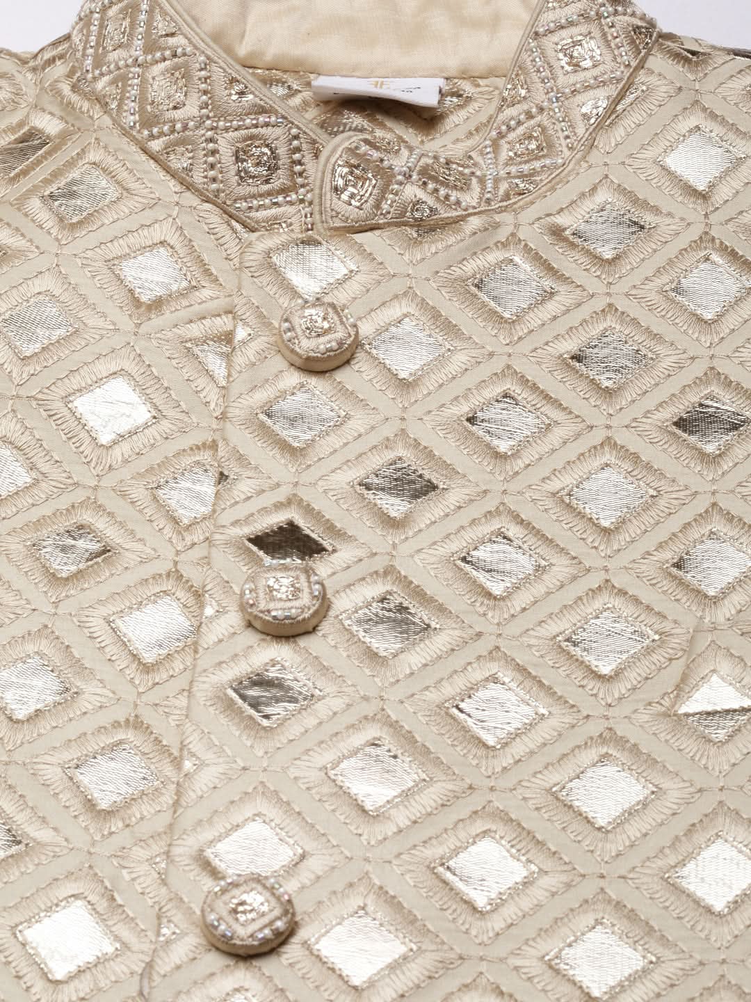 Beige Gold Embriodered Indowestern