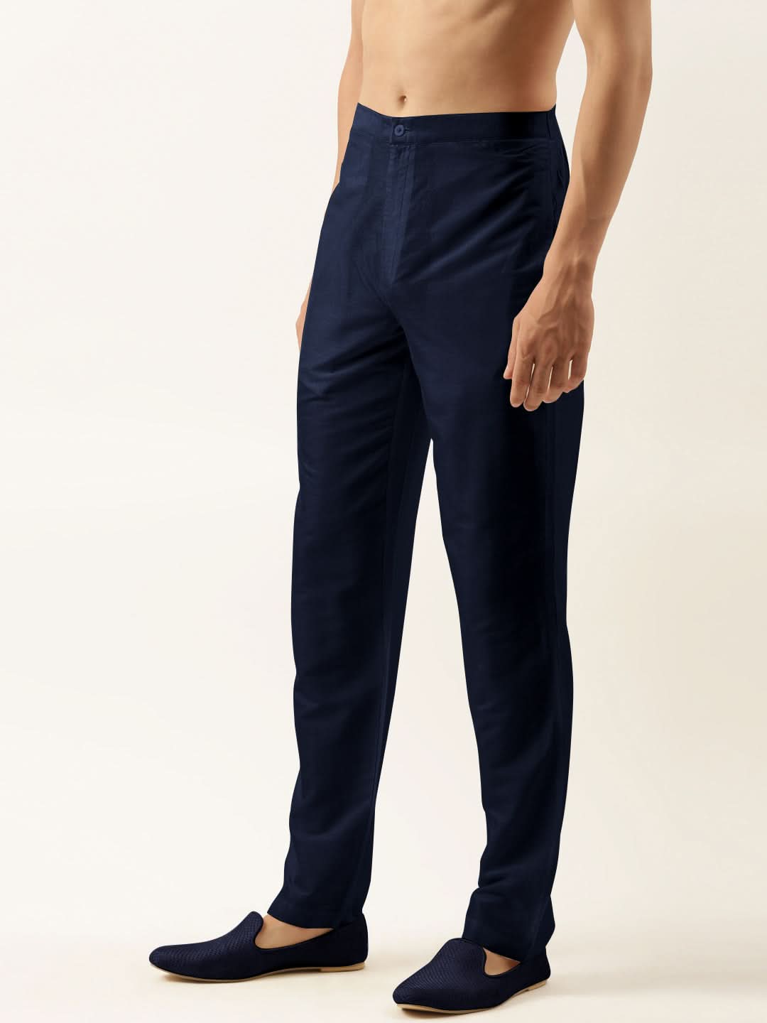 Blue Cotton Silk Pant Pajama