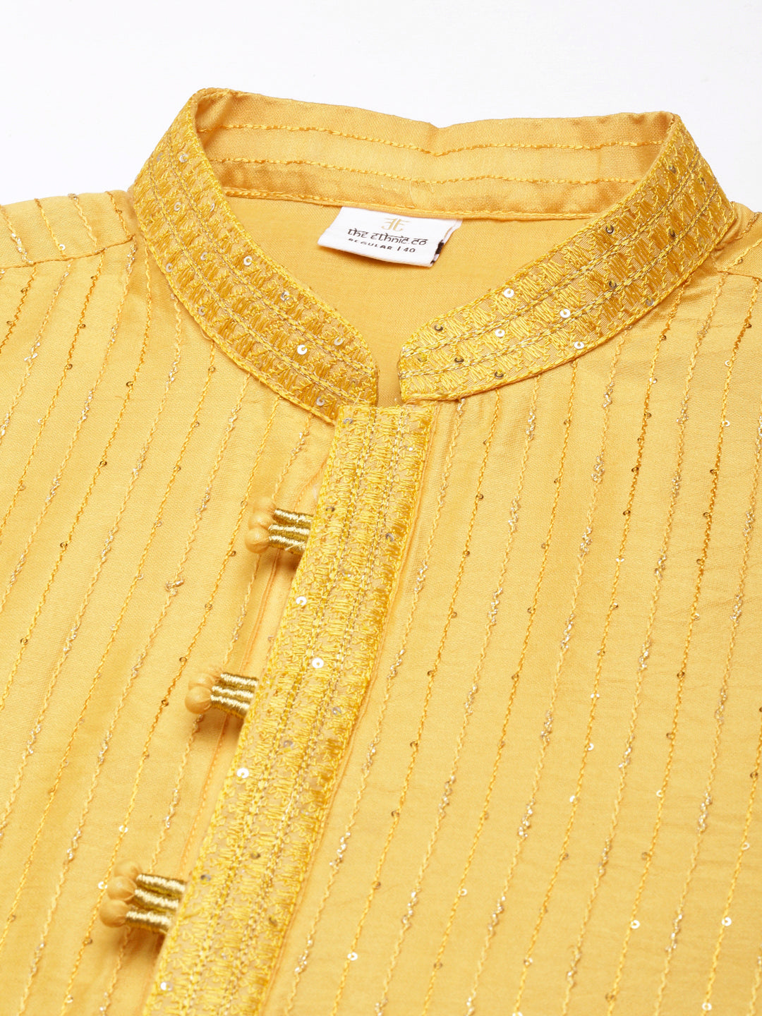 Mustard Yellow Embroidered Kurta Set