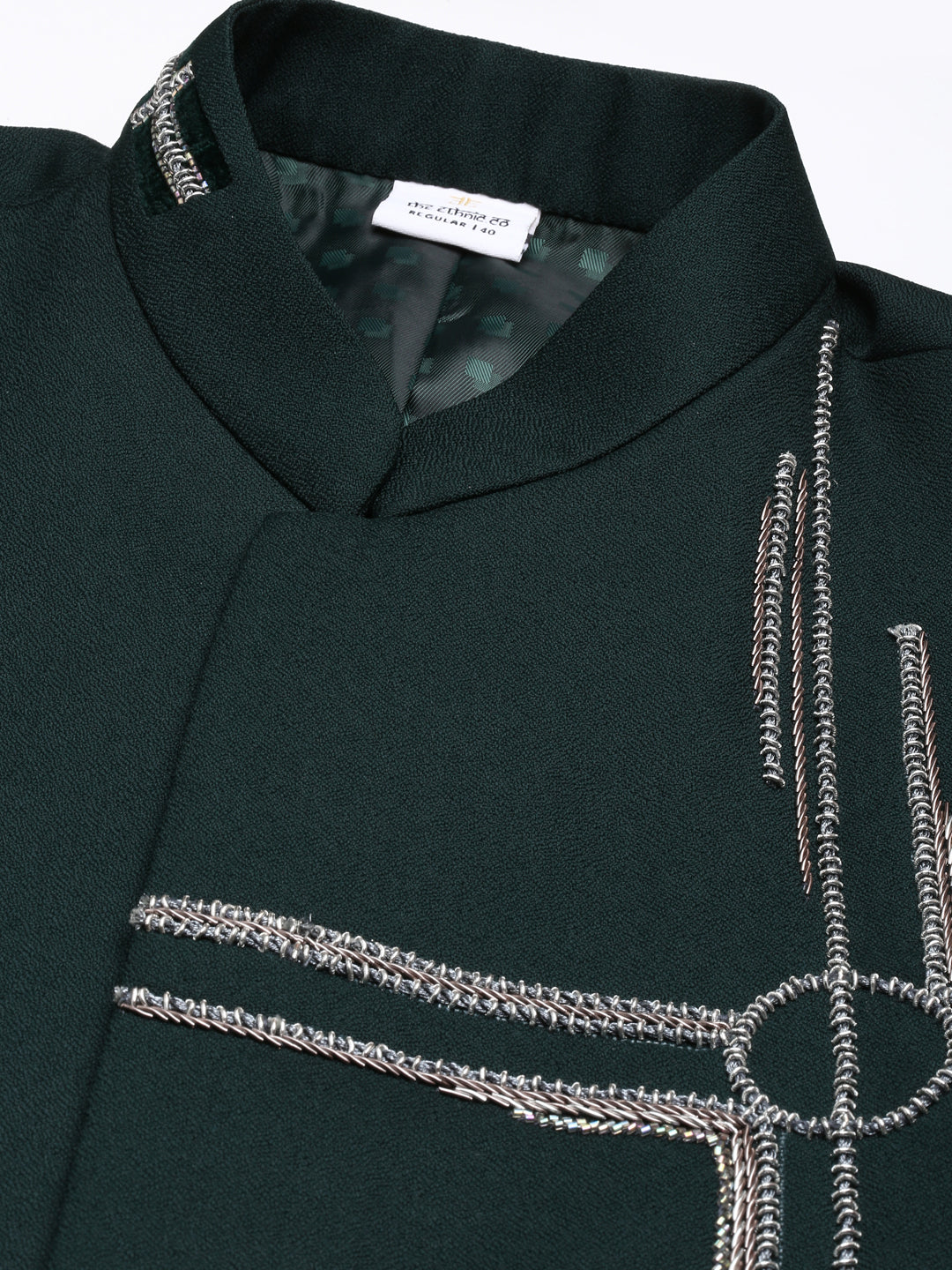 Bottle Green Embroidered Bandhgala