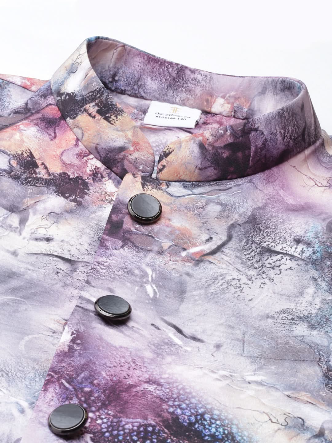 Pink Print Jacket With Open Kurta